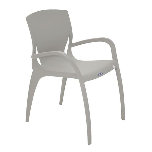 Cadeira Plastica Monobloco com Bracos Clarice Concreto