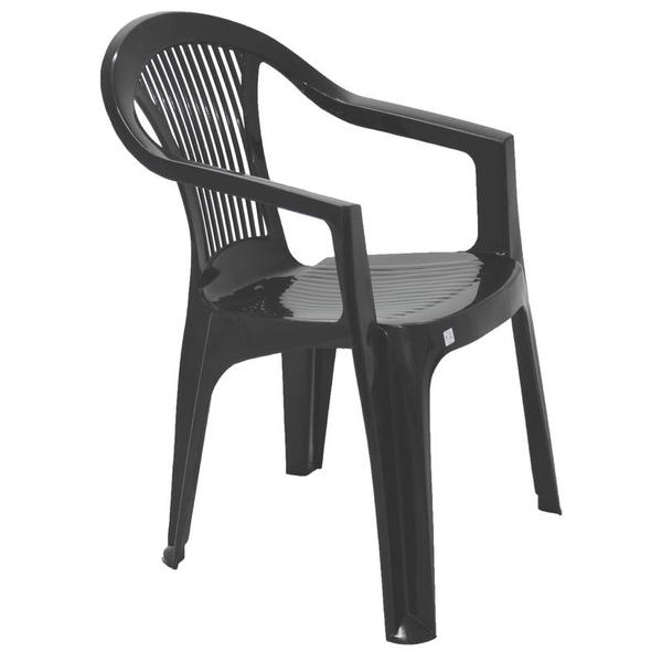 Cadeira Plastica Monobloco com Bracos Guarapari Preta Tramontina