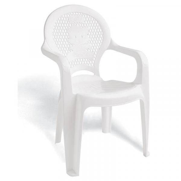 Cadeira Plastica Monobloco com Bracos Infantil Estampada Catty Branca - Tramontina