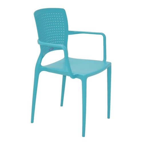 Cadeira Plastica Monobloco com Bracos Safira Azul