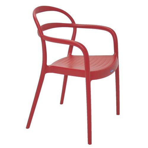Cadeira Plastica Monobloco com Bracos Sissi Vermelha