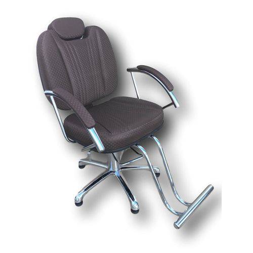 Cadeira Poltrona para Cabeleireiro Milla Luxo Fixa Café 3d
