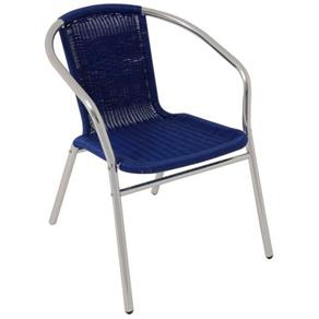 Cadeira Poltrona Rattan para Jardim em Aluminio Mor Azul - Azul Marinho