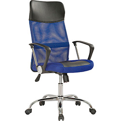 Cadeira Presidente 0030-MSC Giratória Base Cromada Azul - Travel Max