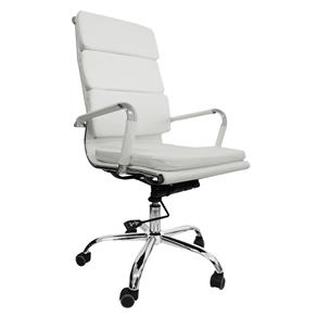 Cadeira Presidente Design Charles Eames em Couro Pu Pelegrin Pel-7089H3 - Branco