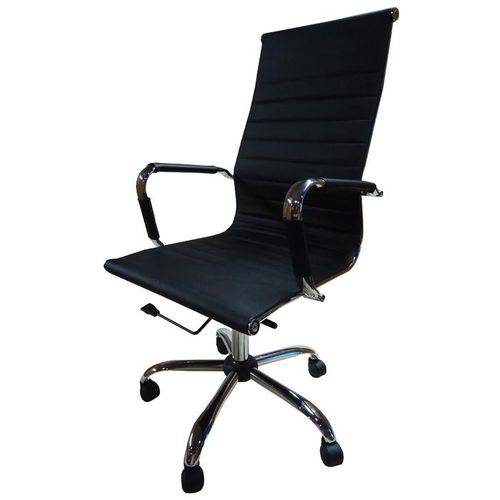 Cadeira Presidente em Couro PU PEL-1190H Preta Design Charles Eames