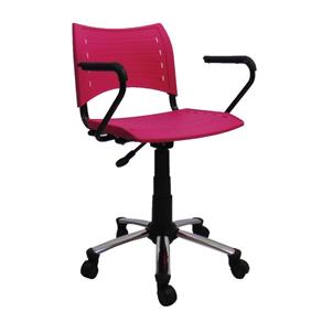 Cadeira Prisma Cromada com Braço Giratória - Rosa - ROSA