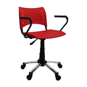 Cadeira Prisma Cromada com Braço Giratória - Vermelho - VERMELHO