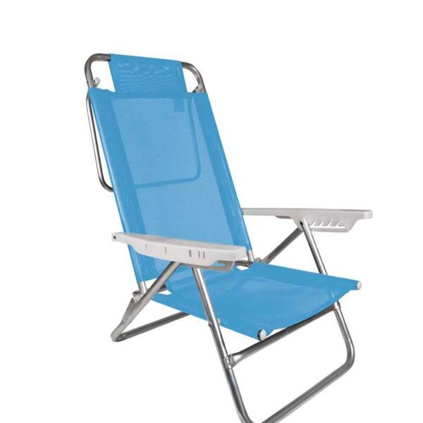 Cadeira Reclinavel 8 Posições Aluminio Azul Mor