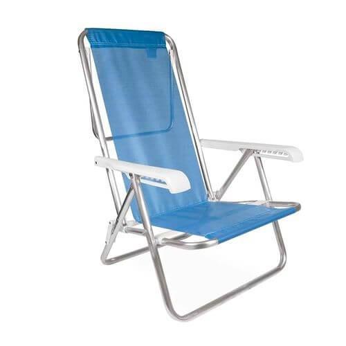 Cadeira Reclinável Alumínio 8 Posições Azul - Mor