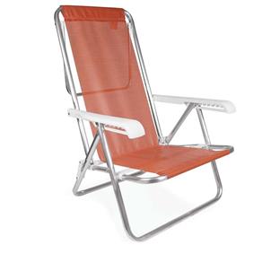 Cadeira Reclinável Alumínio 8 Posições Coral - MOR 002270 - Coral