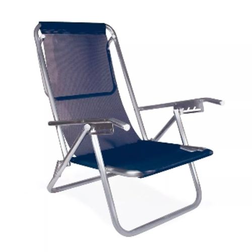 Cadeira Reclinável de Alumínio 5 Posições Azul Mor