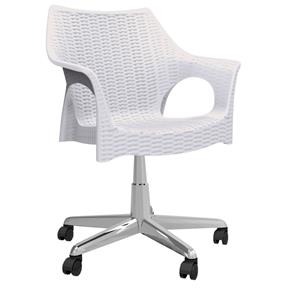 Cadeira Relic Office Branco com Rodízio Cromado - Branco