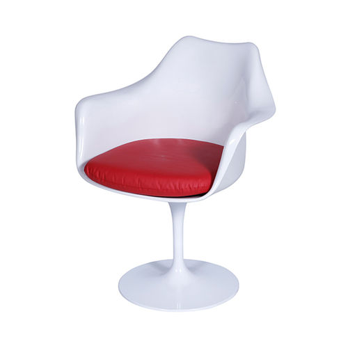 Cadeira Saarinem com Braço com Almofada - Branca-alm-vermelha
