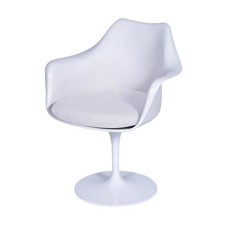 Cadeira Saarinem com Braço com Almofada Branca Almofada Branca