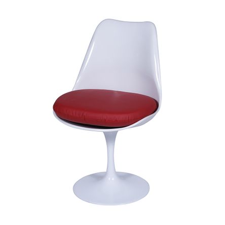 Cadeira Saarinem Sem Braço com Almofada Branca Almofada Vermelha