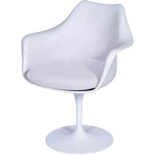 Cadeira Saarinen Branca ABS e Couro Giratória OR Design 1130