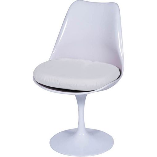Cadeira Saarinen Branca ABS e Couro Giratória OR Design 1129