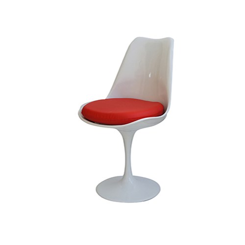 Cadeira Saarinen Sem Braço ABS BAse Alumínio Branca com Almofada Vermelha Or Design