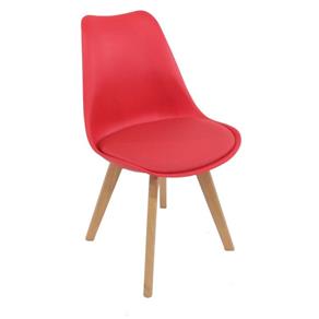 Cadeira Saarinen Wood com Base em Madeira e Almofada - Byartdesign - Vermelho