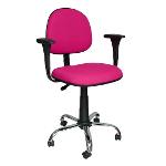 Cadeira Secretária Executiva Cromada Tecido Pink