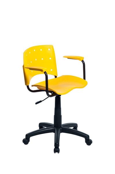 Cadeira Secretária Giratória Ergoplax+ com Braço Amarela - Plaxmetal