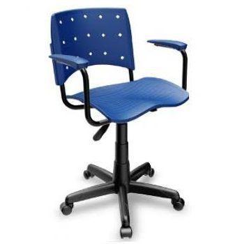 Cadeira Secretária Giratória Ergoplax+ com Braço Azul - Plaxmetal