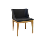 Cadeira Senhorita Couro Ecológico - Preta-base-madeira-clara