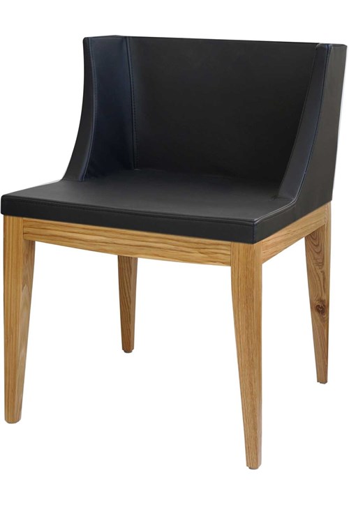 Cadeira Senhorita Tecido Preto Base Madeira Clara OR Design