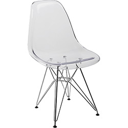 Cadeira Side Base Inox Cristal Transparente - By Haus