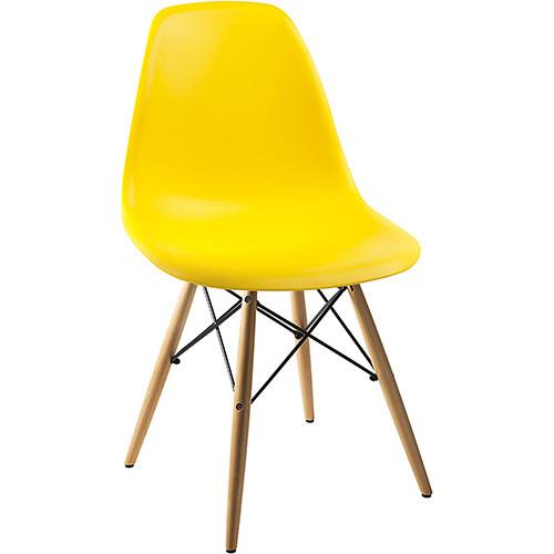 Cadeira Side Base Madeira Amarelo - By Haus