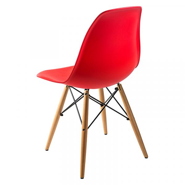 Cadeira Side PP Vermelha com Base de Madeira - By Haus