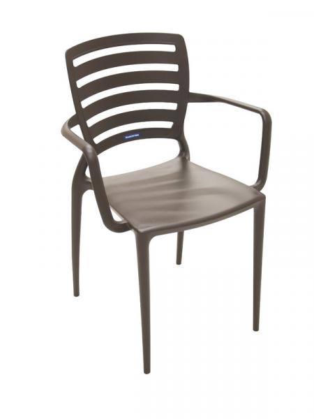 Cadeira Sofia com Braço Encosto Horizontal Marrom Summa - Tramontina - Tramontina
