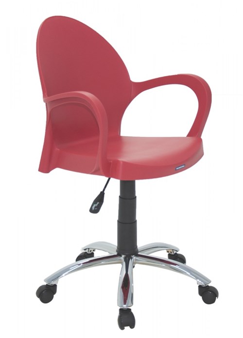 Cadeira Tramontina Grace Vermelha em Polipropileno com Rodízio e Braços