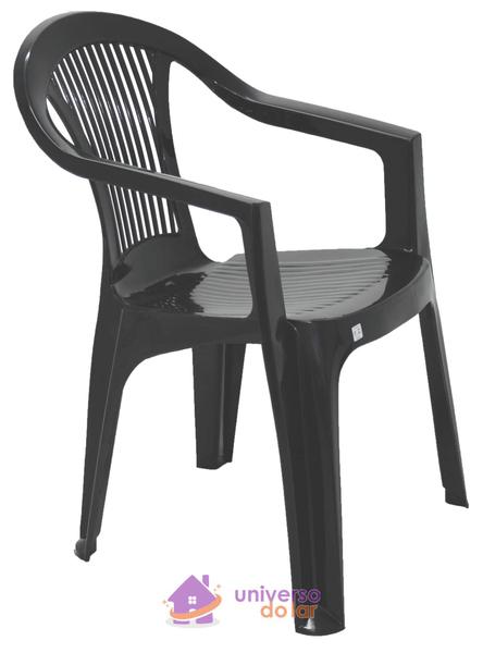 Cadeira Tramontina Guarapari Preto com Braços em Polipropileno