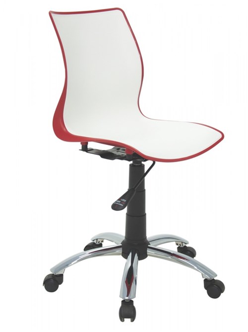 Cadeira Tramontina Maja Vermelha/Branca Sem Braços em Polipropileno com Rodízio em Aço Cromado