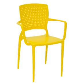 Cadeira Tramontina Safira Amarela em Polipropileno e Fibra de Vidro com Braços Tramontina 92049000