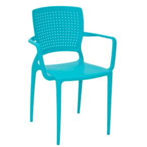 Cadeira Tramontina Safira Azul em Polipropileno e Fibra de Vidro com Braços Tramontina 92049070