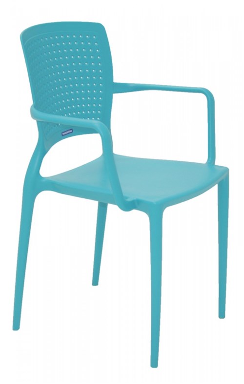 Cadeira Tramontina Safira Azul em Polipropileno e Fibra de Vidro com Braços