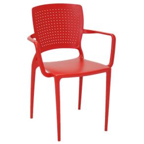 Cadeira Tramontina Safira Vermelha em Polipropileno e Fibra de Vidro com Braços Tramontina 92049040