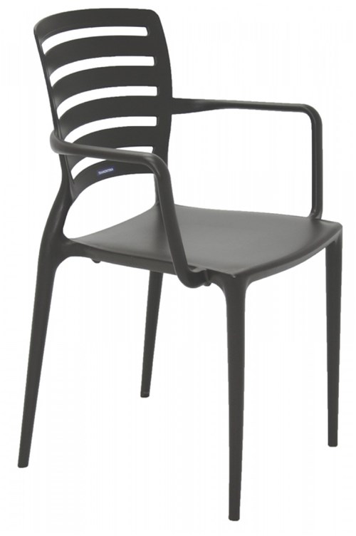 Cadeira Tramontina Sofia Marrom com Braços Encosto Vazado Horizontal em Polipropileno e Fibra de Vidro