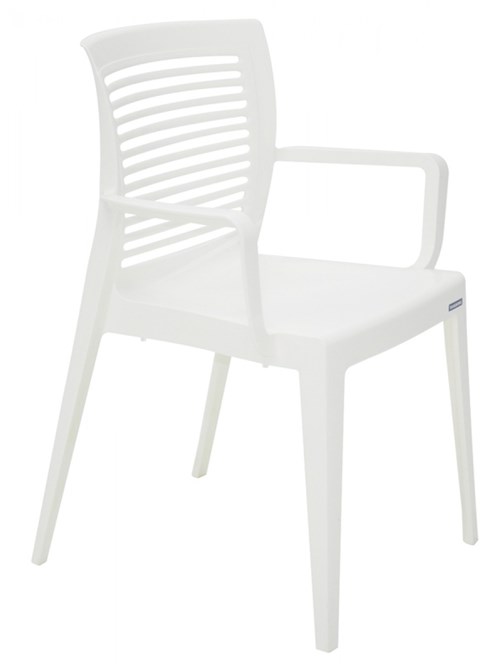 Cadeira Tramontina Victória Branca com Braços Encosto Vazado Horizontal em Polipropileno