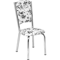 CadeiraCC08 - a 112 Cromada Corino Branco Floral - Açodesign