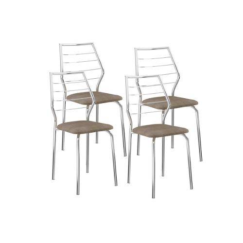 Tamanhos, Medidas e Dimensões do produto Cadeiras Carraro 1716 (4 Unidades) - Cor Cromada - Assento Camurça Conhaque