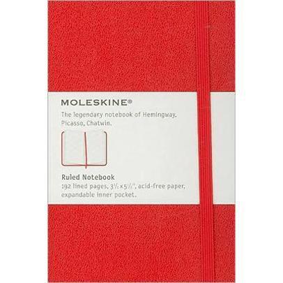 Caderneta Clássica Moleskine Notebook Capa Dura Pautada 9x14 Cm Pocket - Vermelho