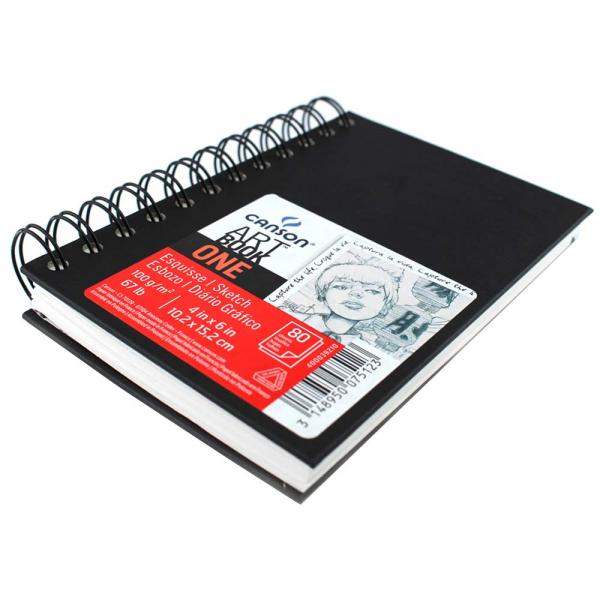 Caderneta Espiralada para Esboço Canson Art Book One Preto 100g/m² 10,2 X 15,2 Cm - 400039210