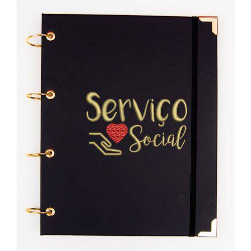 Caderno Argolado Universitário Serviço Social em Couro