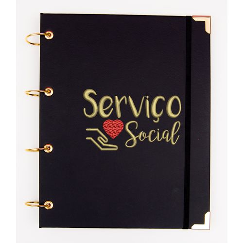 Caderno Argolado Universitário Serviço Social em Couro
