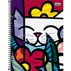 Caderno Capa Dura Universitário Romero Britto 10 Matérias - Gato - Tilibra