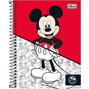 Caderno Colegial Mickey 1x1 - 80 Folhas (17x24cm)- Tilibra - Vermelho
